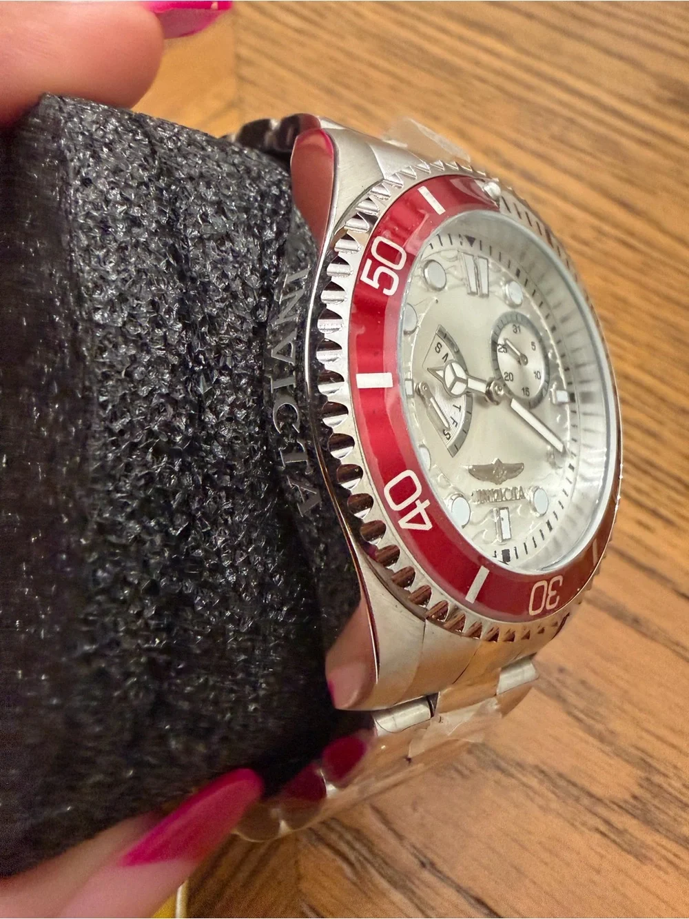 Invicta ProDiver Silver Watch with Red